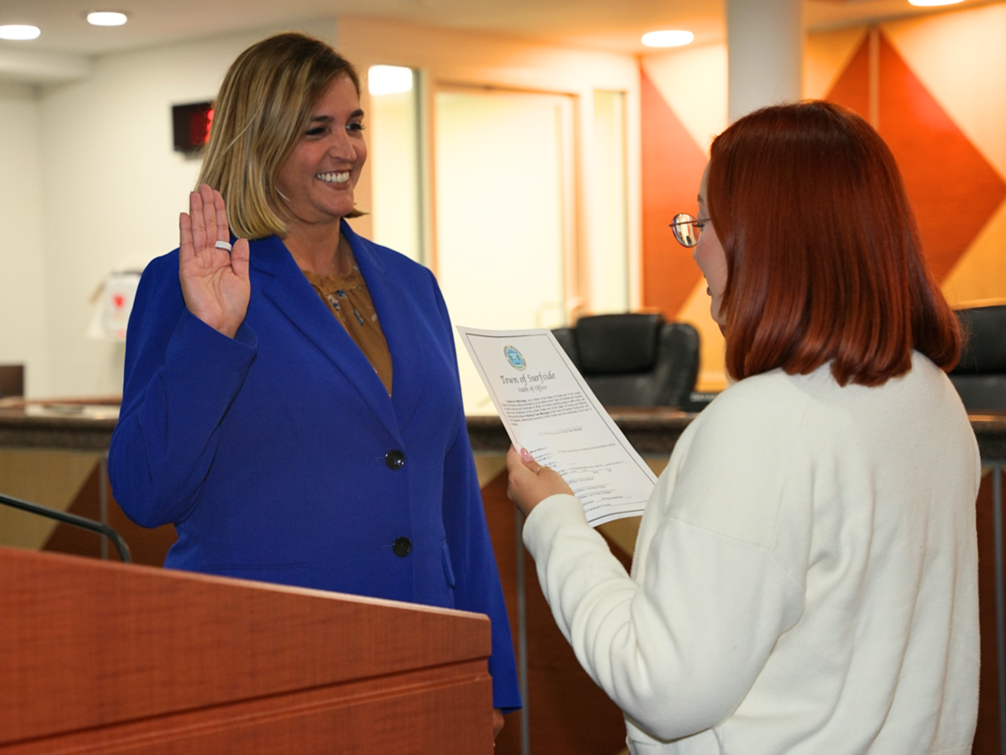 Sandra McCready Swearing In Acting Town Manager